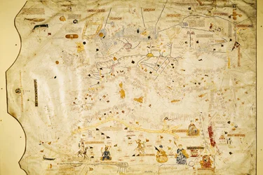 Karte Karls V., Karte des Mecia de Viladestes, ein Portolan Europas und Nordafrikas, 1413